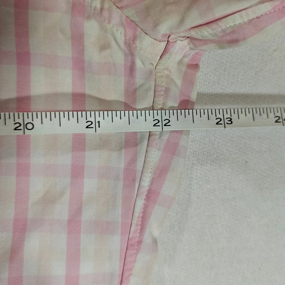 J.Crew Thompson Shirting Pink Gingham Cropped Button Down Shirt L 16-16.5